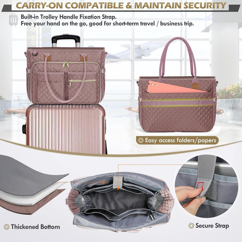 RAINSMORE 15.6 inch Teacher Tote Bag Laptop Bag for Women Work Bags Laptop Tote Nurse Bag Professional Computer