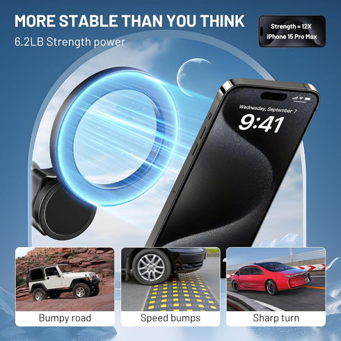 This Hill Magnetic Car Cup Holder Phone Mount, Adjustable Height for iPhone 15/14/13/12 Series MagSafe Case & All Phones