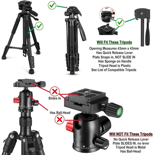43mm Tripod Quick Release Plate Adapter for Torjim 60-Inch AX60, Endurax 66" ETR66, UBeesize 60 TR60 Tripod Mount