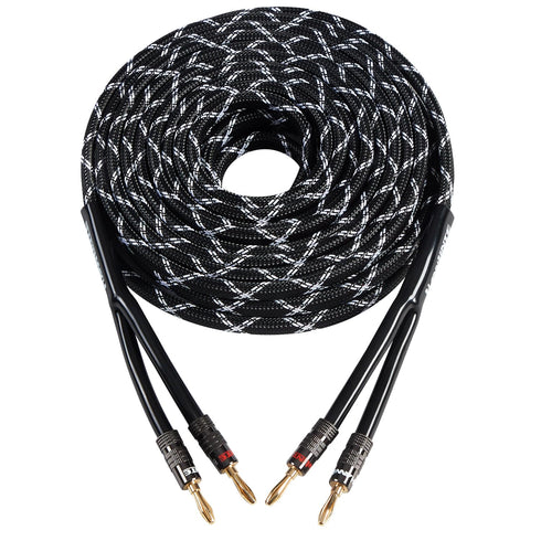12AWG Speaker Cable (6 Feet), 1 Pack Premium Heavy Duty Braided Wire with Dual Gold Plated Banana Plug, CL2 Rated