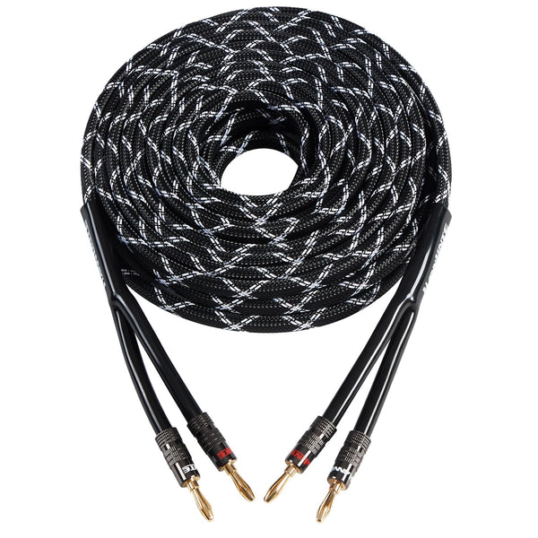 12AWG Speaker Cable (6 Feet), 1 Pack Premium Heavy Duty Braided Wire with Dual Gold Plated Banana Plug, CL2 Rated
