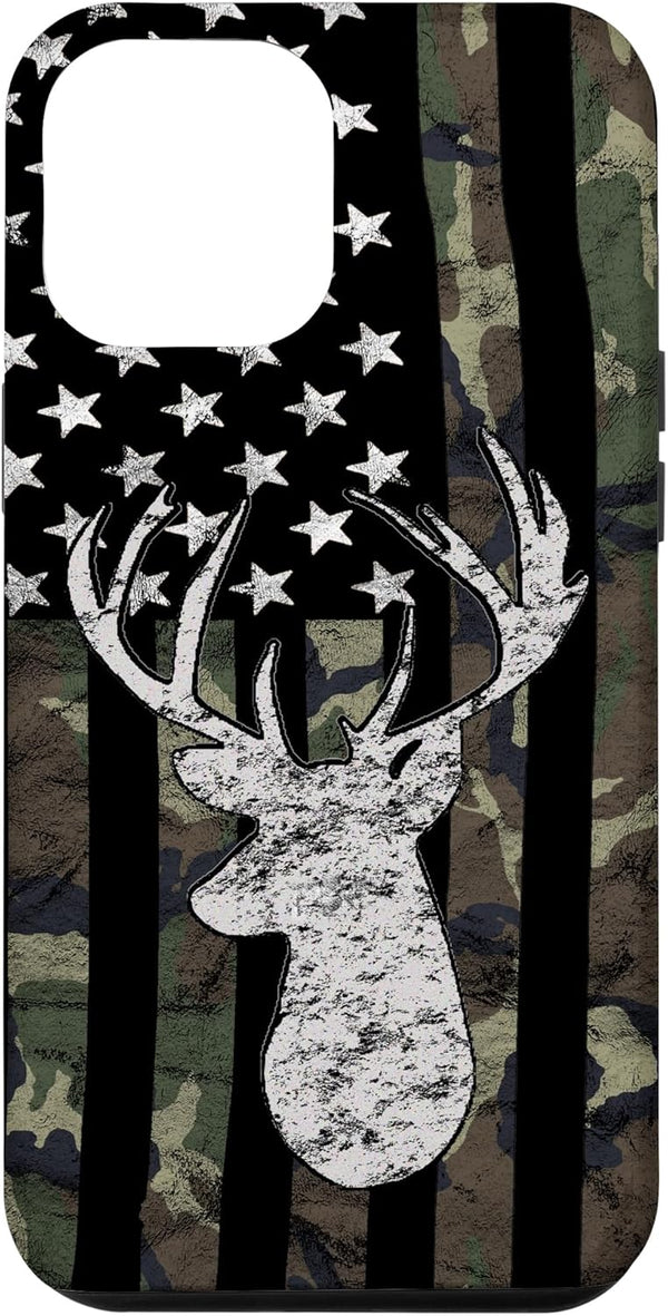 American Flag Whitetail Buck Camouflage Deer Hunting Case for iPhone 12 Pro Max