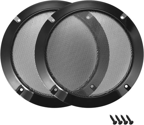 uxcell 2pcs Speaker Grill Mesh Decorative Circle Woofer Guard Cover Accessories Black 6.5"