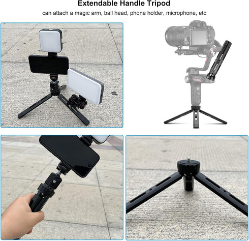 Mini Tripod Rotatable 4-Level Adjustable Tabletop Handle Grip for Osmo Mobile, DJI Ronin, Gimbal Stabilizers