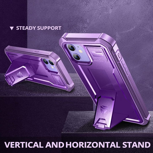 Dexnor iPhone 12 & 12 Pro Case, Built-in Screen Protector and Kickstand, Heavy Duty Military Grade Shockproof Cover,