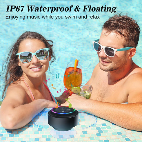 Portable Bluetooth Shower Speaker, Waterproof IP67 Speaker with Suction Cup, Built-in Mic for Pool, Camping, Beach