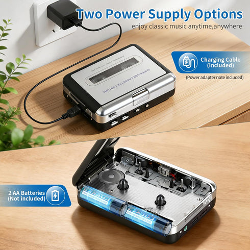 Gxyamen Cassette Cassette MP3 Tape Player Recorder, to Converter with Software, Compatible with Laptops and Personal
