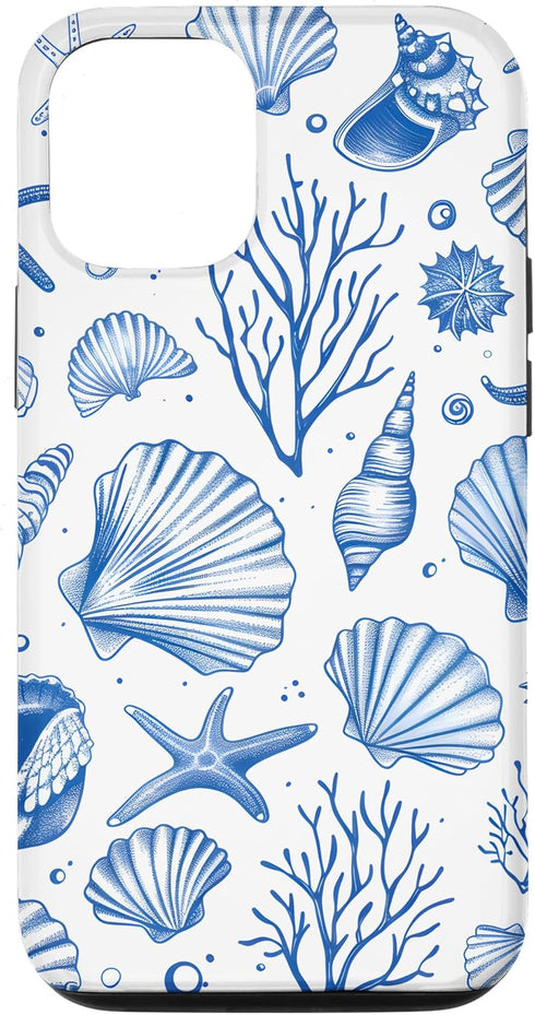 iPhone 14 Case, Sea Shell & Blue Seashell, Coastal Summer, Starfish, Women