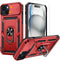 Goton iPhone 15 Plus Case - Heavy Duty Shockproof Bumper with Screen Protector & Slide Camera Cover, Red
