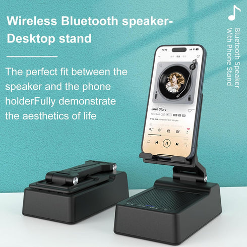Birthday Gifts for Men,Cell Phone Stand with Wireless Bluetooth Speaker and Anti-Slip Base HD Surround Sound for Home with Bluetooth Speaker for Desk Compatible with iPhone/ipad (Black)
