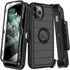 Heavy Duty Case for iPhone 11 Pro Max, with Belt Clip Holster, Built-in Screen Protector, Military Grade Black