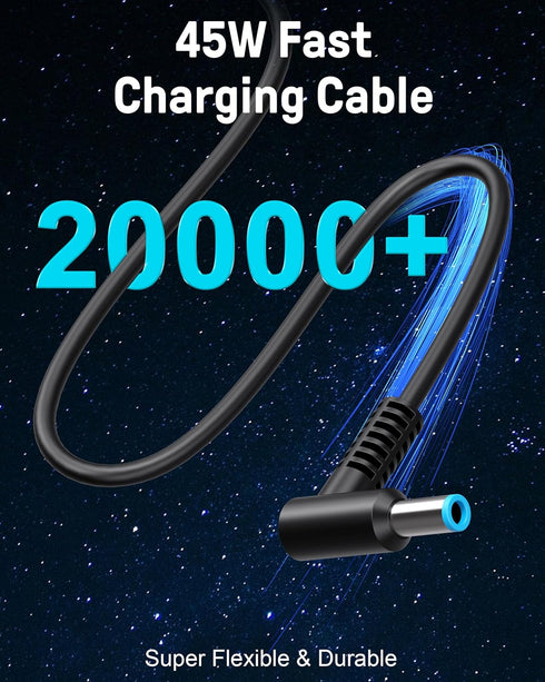 45W Charger for HP Laptop, Blue Tip, Compatible with Pavilion x360 11 13 15, Zbook 14u G4 G5, Notebook 15