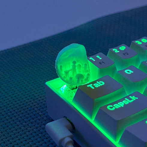 TRENDY WHIMSY Custom Mechanical Keyboard Keycaps Moon City Design PBT Dye-Sub, Cherry MX Compatible, Unique Limited