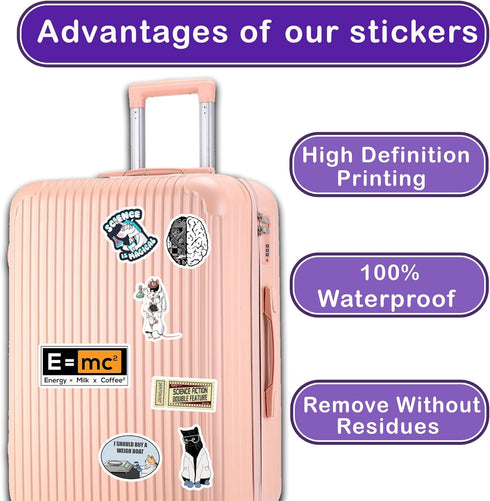 Pack of 50 Pcs Science Laboratory Stickers, Physics Chemistry Biology Experiment Vinyl Decals for Students