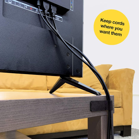 Cable Clams by Wrap-It Storage, 3" Black Cord Organizer for Appliances Strips, Adhesive for Office Organization