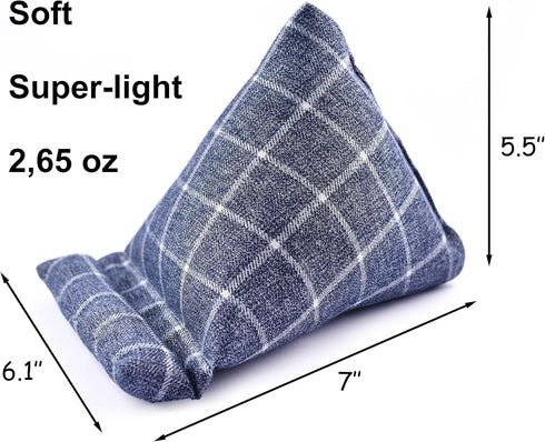 Handmade Phone Pillow Holder - The Wedge Mobile Device Stand for All Smartphones, 7 x 6.1 x 5.5 Inches (Gray Plaid-1)