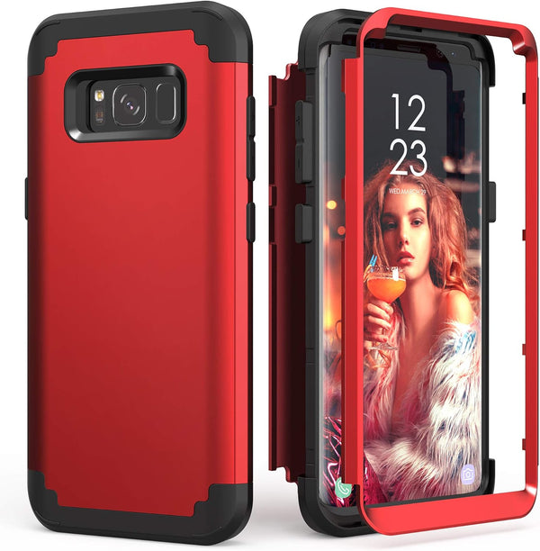 IDweel Rose Gold Case for Galaxy S8, 3 in 1 Shockproof Slim Hybrid Heavy Duty Protection, Hard PC Cover, Soft Silicone