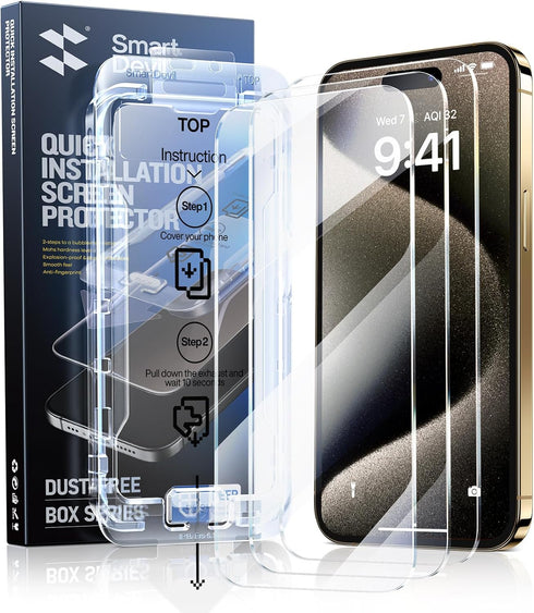 SmartDevil Tempered Glass Screen Protector for iPhone 15 (6.1 Inch) - 3 Pack, HD Clear, Easy Installation, Dust &