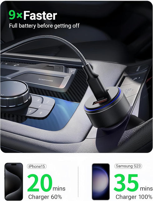 USB C Car Charger, 90W 3-Port Fast Charger, Car Adapter for iPhone 15/15 Plus/15 Pro/15 Pro Max, Galaxy S23, MacBook