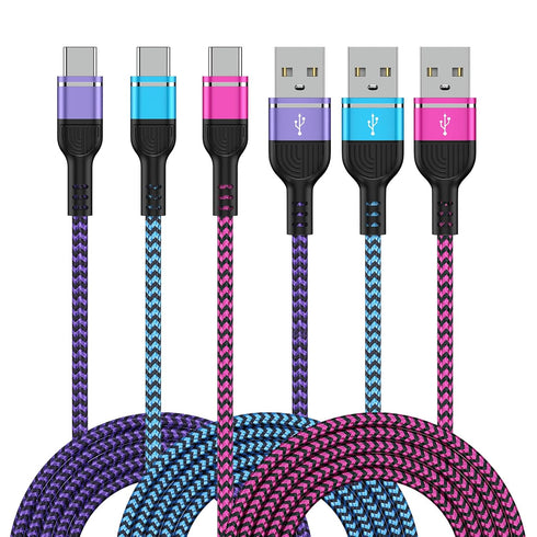 USB to USB C Cable 6FT/3Pack for Samsung Galaxy A17 A16 5G, Fast Charger Cord for iPhone 16e/16 Pro/16 Pro Max