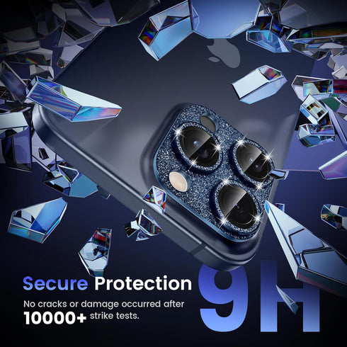 Tensea Camera Lens Protector for iPhone 15 Pro/Pro Max, Bling Tempered Glass Cover, Case Friendly