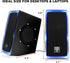GOgroove Gaming Computer Speakers, Blue LED Light, SonaVERSE O2i Speakers for Desktop, Laptop, PC