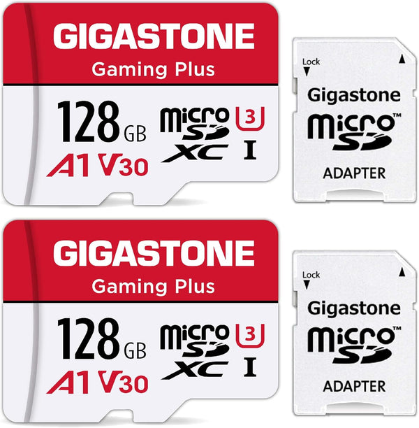 Gigastone 128GB Micro SD Card 2-Pack - Gaming Plus, Nintendo-Switch Compatible, 4K Video Recording