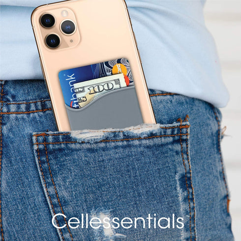 USA Merchant Redesigned Card Holder - Silicone Stick on Cell Phone Wallet for Credit Card ID - Black, White, Grey