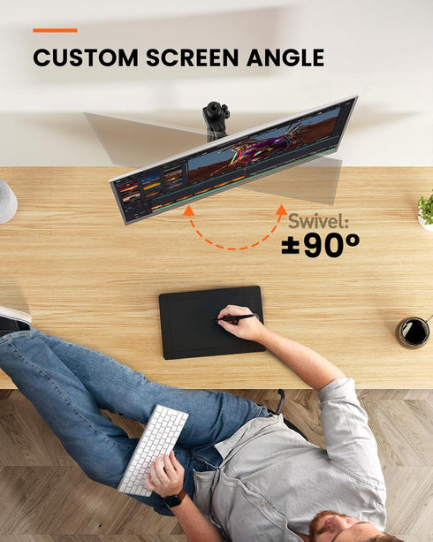 Ergear Monitor Mount for 13-32" Screens up to 17.6lbs, Adjustable Height and Angle, Single Desk Stand (Black)