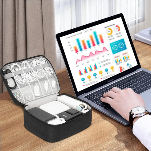 Electronic Organizer Travel Bag for Universal Cable Accessories, Charger, Phone, USB, SD Card, 1 Pack