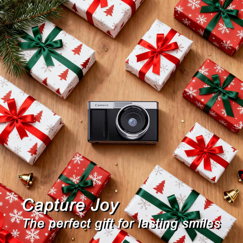 Frelisty 2" 1080P 32GB 8X Black Digital Camera with Flip Screen for Selfie, Point and Shoot Digital Camera with Card