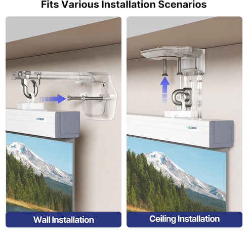 ELETIUO Hooks,1.4"4" Extension,66 lbs Universal Projector Screen Mount Bracket,Adjustable Wall & Ceiling L-Brackets
