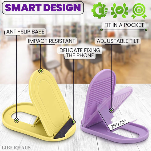 LIBERHAUS 12 Pack, 47.9" Pcs Cell Phone Stand for Desk Stable Cell Phone Holder Bulk Adjustable Design with Silicone