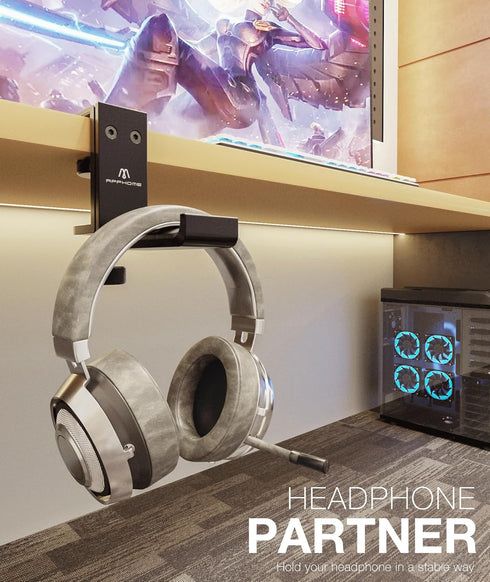 Foldable Headphone Stand Hanger Holder, Space-Saving Aluminum Soundbar Stand with Universal Fit for Gaming