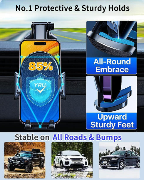 YRU Mount360Rotatable 17 16 Upgraded Universal Car Phone Holder & Strong Suction Cell Phone Car Dashboard Windshield