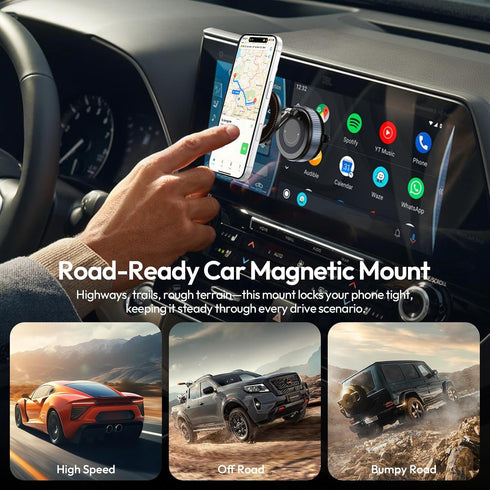 ULANZI 360 14N 17 16 Vacuum Suction Cup Phone Mount, Rotatable Magnetic Phone Holder with Adhesive Pad, Magnet for Car
