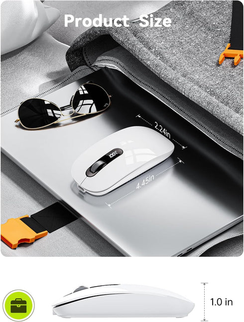 ASLDPUO 5.0/4.0 2.4G Wireless Bluetooth Mouse, Bluetooth & Tri-Mode, Type-C Rechargeable with LED Screen Display