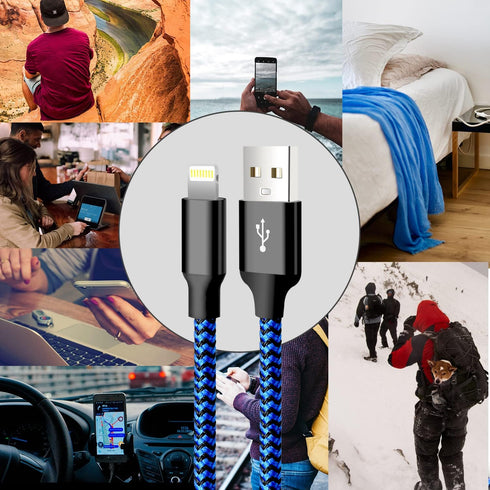 cugunu iPhone Charger, 5 Pack 3/3/6/6/10FT Apple MFi Certified USB Lightning Cable Nylon Braided Fast Charging Cord for