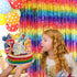 Sparkly Rainbow Foil Fringe Curtain, Metallic Streamers Tinsel Party Backdrop Decorations - 2 Packs