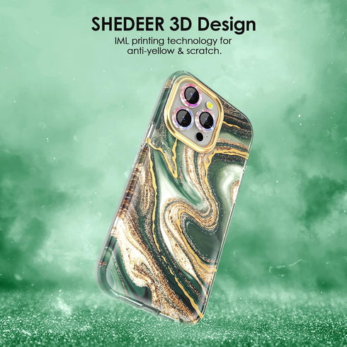 iPhone 15 Pro Max Case - Slim Stylish Design for Women, 360° Protection, Quicksand Green, with Screen Protector & Lens