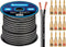 InstallGear 14 Gauge AWG Speaker Wire Cable with 12 Banana Plugs (100ft White/Black) for Car Speakers, Home Theater