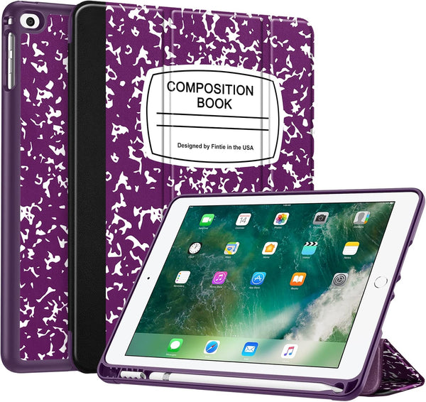 Fintie SlimShell Case for iPad 6th/5th Generation - 9.7 Inch with Built-in Pencil Holder, Composition Purple