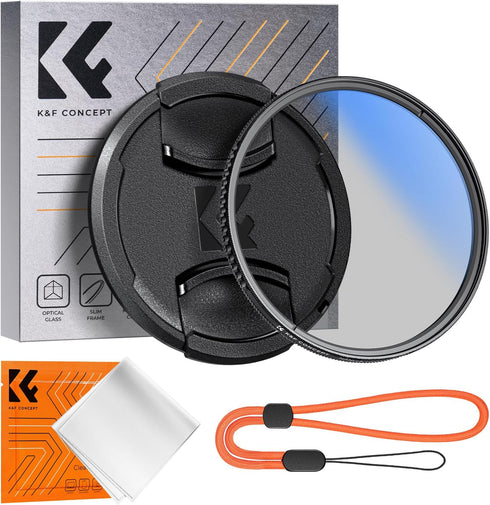 K&F Concept 55mm Circular Polarizer Filter with Lens Cap Cleaning Cloth, Ultra Slim Optical Glass for Camera Lens