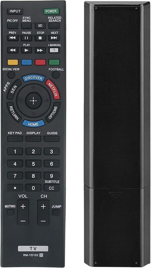 Universal RM-YD102 Remote Control for Sony Smart LED HDTV Television - 3D Button, Discover & Netflix Button