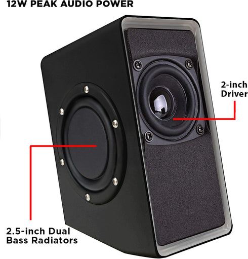 GOgroove Gaming Computer Speakers, Blue LED Light, SonaVERSE O2i Speakers for Desktop, Laptop, PC