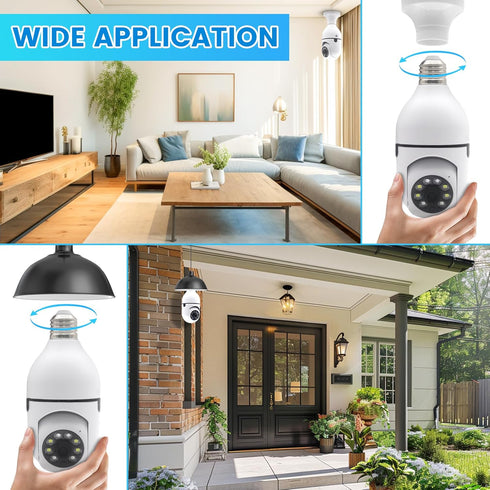 Light Bulb Security Camera, Ring 2.4G Hz WiFi Camera for Home Security with Spot Light, 24/7 Recording (2 x Light Bulb)