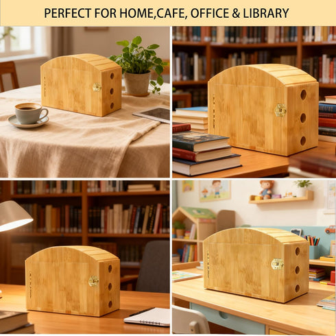 MuyuRise 6 6 Phone Box for Family Time with Combination Lock, Premium Bamboo Wood Cell Phone Jail with Charging Holes