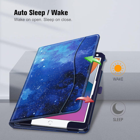 Fintie Case for iPad 9th/8th/7th Generation, 10.2 Inch Multi-Angle Viewing Stand Cover with Pocket, Starry Sky
