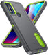 Moto G Play 2023 Case with Kickstand, 3-Layer Military Grade Protective Silicone Shockproof Cover (Gray+Green)
