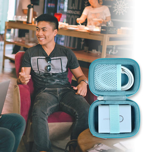 khanka Hard Case for Anker 45W Wall Charger & 5,000mAh 20W Portable Charger, Case Only (Blue)